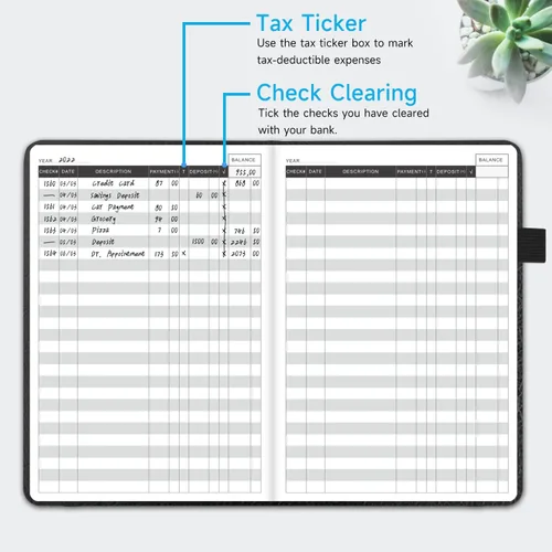 Vista 3 de Registro de Cheques – Registros de Cheques Elegantes para Chequera Personal con Registros de Cheques y Transacciones, Registro de Chequera de Tapa