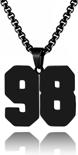 Vista 106 de Collar de Número Dorado para Hombre, Cadena de Acero Inoxidable con Colgante de Número para Atletas, Joyería Deportiva Personalizada para Niños