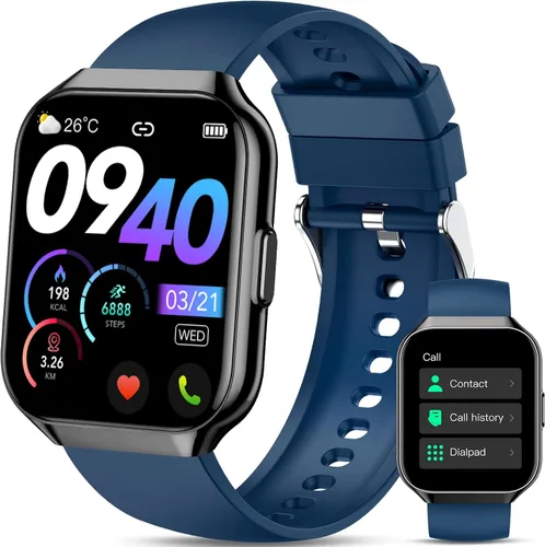 Vista 8 de Reloj inteligente para hombres y mujeres (respuesta/hacer llamadas), reloj de seguimiento de fitness de 1.96 pulgadas, resistente al agua IP68