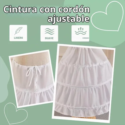 Vista 4 de Falda de crinolina con 3 aros para niñas 10-11 años