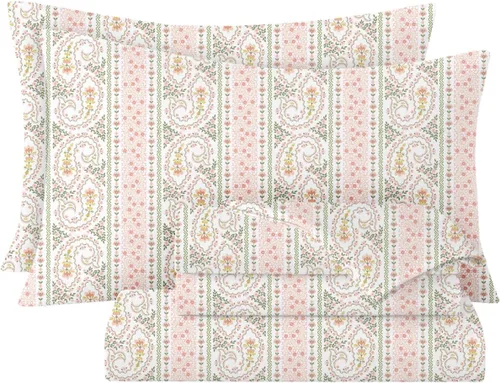 Vista 13 de HYPREST Blue Rose Floral Sheets Queen, 100% Cotton Percale Deep Pocket 16