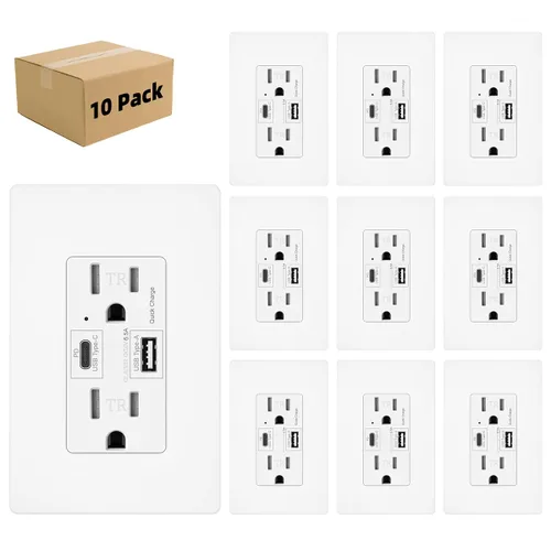 Vista 10 de Micmi Toma USB C + A PD de 65 W GaN + receptáculo de entrega de energía de 6.5 A con puertos tipo A y tipo C, 125 voltios resistente a