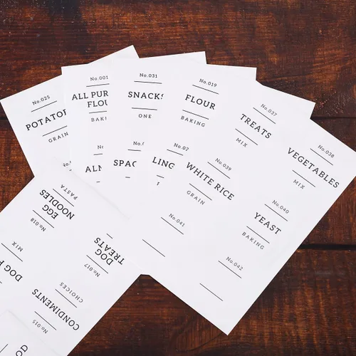 Vista 7 de 3 recipientes de vidrio con tapas herméticas de bambú y 42 etiquetas de despensa de cocina preimpresas, juego de recipientes de almacenamiento