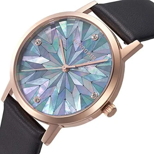 Vista 5 de monogriis Reloj de mujer con esfera de nácar con pantalla analógica marca japonesa