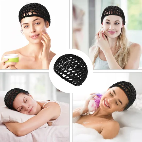 Vista 4 de WLLHYF Gorros de Peluca para Cabello Grueso y Largo, Gorros Ajustables de Red Malla Trenzada para Tejer, Hacer Crochet, Coser, Tejido de Red