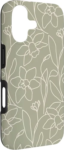 Vista 3 de Poppy Flower Line Art Modern Leaves Boho Artichoke Green Case for iPhone 17
