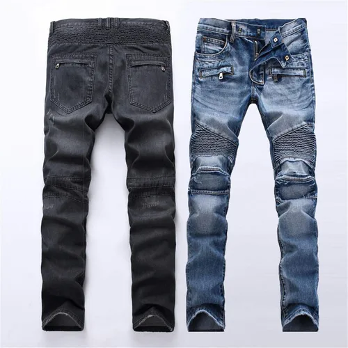 Vista 6 de Andongnywell Destroyed - Pantalones de mezclilla ajustados para hombre, estilo casual, largos, rasgados, con bolsillos