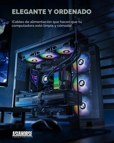 Vista 3 de ASIAHORSE Cables de alimentación de extensión de cable PSU 16AWG, cable de extensión de manga modificada para requisitos particulares de la fuente
