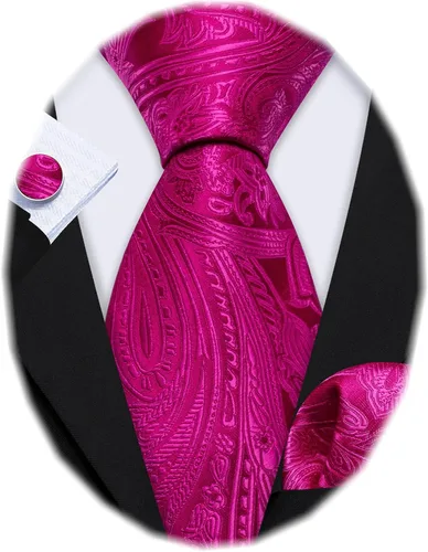 Vista 148 de Barry.Wang - Juego de corbata de seda para hombre, diseño de cachemira, pañuelo y gemelos de bolsillo