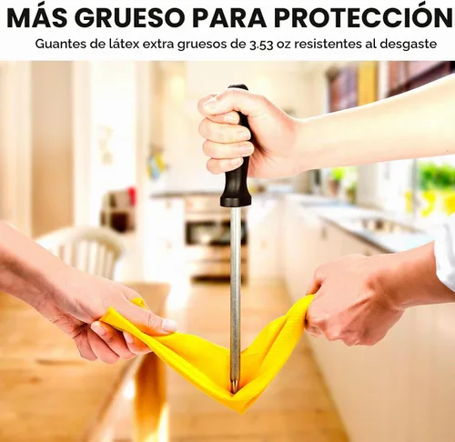 Vista 4 de Vgo... 2 pares de guantes reutilizables para el hogar, guantes de goma para lavar platos, extragruesos, de mangas largas, para limpieza de cocina