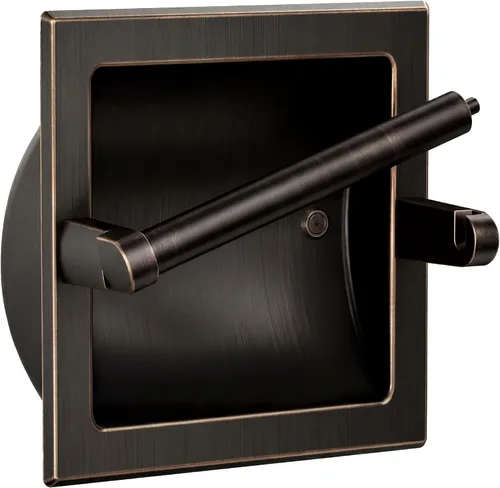 Vista 10 de Soporte de Papel Higiénico Negro Mate Empotrado para Rollos Grandes, Soporte de Papel Higiénico Negro Pivotante de Acero Inoxidable para Montaje