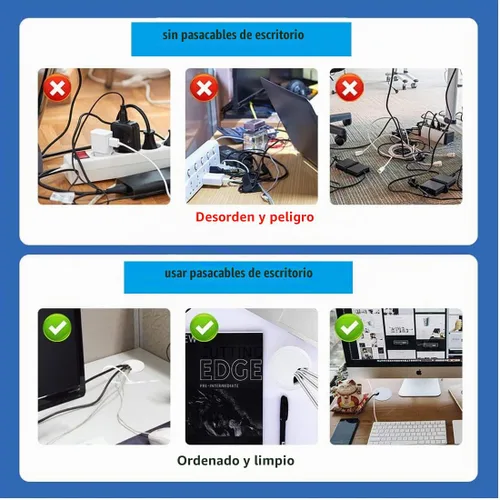 Vista 8 de TuTuYa 10 piezas de pasacables de escritorio, pasacables de escritorio de 1-3/8 pulgadas (35 mm) con sierra de agujero, ideal para cables de mesa