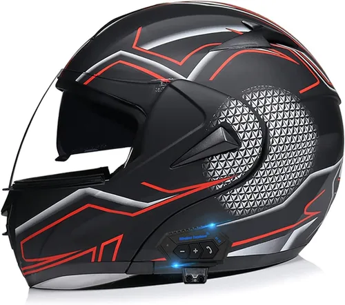 Vista 13 de Casco modular SDFGDFD Bluetooth, casco anticolisión de la motocicleta de cara completa ha obtenido la certificación DOT/ECE, casco de moto de cara