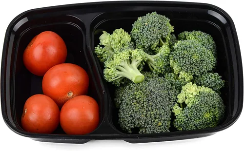 Vista 3 de EcoQuality Contenedores de preparación de comidas [paquete de 75] [38oz] 2 compartimentos con tapas, caja Bento reutilizable, recipientes
