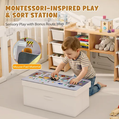 Vista 6 de MallBest Estantería Montessori para Niños - 100% Madera de Pino Maciza con 6 Cajones Plásticos Extraíbles, Organizador de Almacenamiento de Juguetes