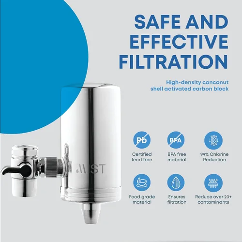 Vista 4 de Mist - Filtro de agua para fregadero, filtro de grifo, acero inoxidable, capacidad de 320 gl, reduce el metal pesado, filtro de agua certificado