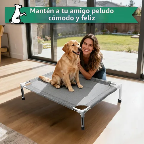 Vista 6 de Makerfire - Cama elevada para perros medianos, para interiores y exteriores, cama desmontable para mascotas con patas antideslizantes, algodón