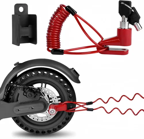 Vista 4 de Ainiv Bloqueo de freno de disco, antirrobo E Scooter Lock, cable de 5 pies/0.472 in, negro Cable Bike Lock Waterproof with 2 Keys for Scooter