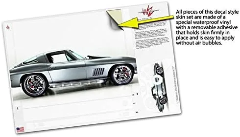 Vista 3 de Calcomanía de vinilo compatible con consola Xbox One X y controlador - 1967 Corvette Silver Bullet