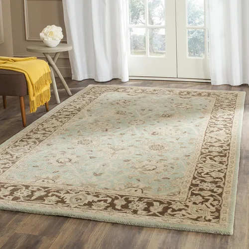 Vista 39 de SAFAVIEH Colección Antigüedades - Alfombra de 6' redonda, marrón y verde, hecha a mano, diseño oriental tradicional de lana, ideal para áreas