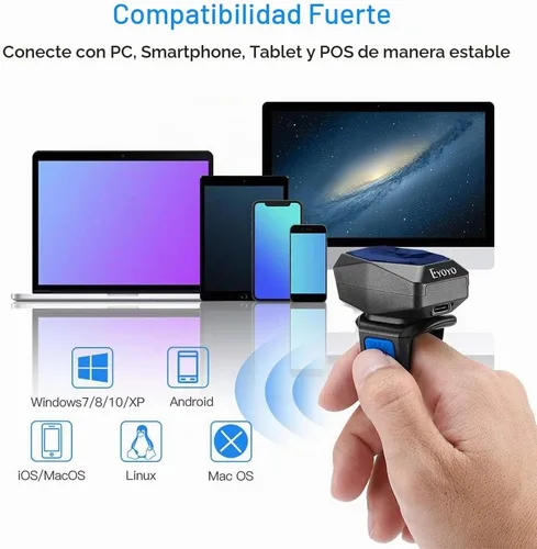 Vista 7 de Eyoyo Actualizado mini portátil 2D 1D QR dedo anillo escáner de código