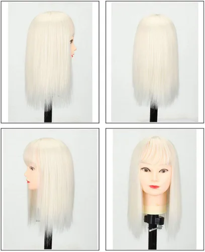 Vista 5 de LXUE Peluca recta de 14 pulgadas con clip para cabello fino, sintético, color negro