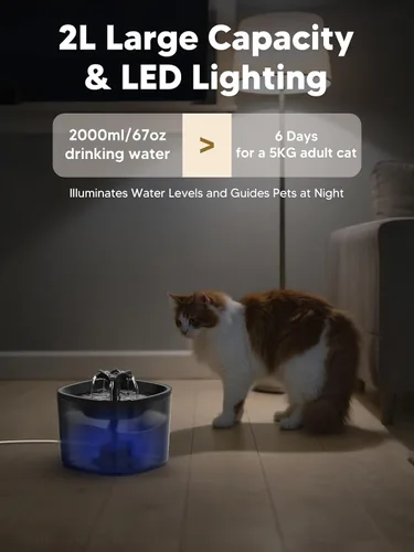 Vista 6 de Alimentador automático para gatos y fuente de agua, dispensador de alimentos secos para gatos con temporizador de 4 litros/16 tazas, llamada