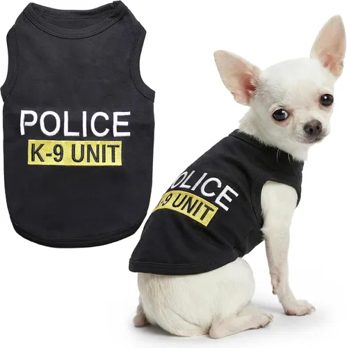 Vista 30 de Camiseta para Perro Parisian Pet - Camiseta Bordada FBI - 100% Algodón, Ropa Transpirable para Perros - Chaleco para Mascotas Sin Mangas - Camisas