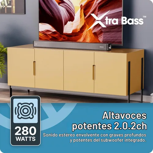 Vista 2 de Majority Barra de sonido Sierra Dolby Atmos para TV con Bluetooth 5.0 HDMI ARC, óptico, USB y AUX, paso HDR 4K 4 modos de ecualización Barra