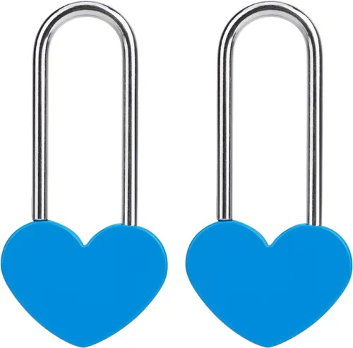 Vista 28 de Candado de amor VeYocilk de 3.5" 50mm en forma de corazón, candado de corazón negro para deseos de amor, ideal para bodas, San Valentín