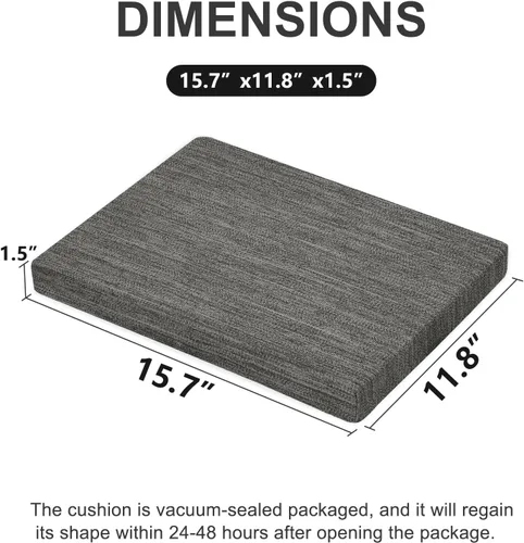 Vista 12 de baibu Cojines rectangulares de espuma viscoelástica, de doble capa, antideslizantes para sillas de comedor, cojines para taburete de banco de cocina