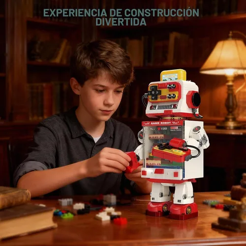 Vista 7 de Fantastic Idea Game Robot Juego de bloques de construcción, juguetes de construcción de consola de juegos retro, colección y exhibición