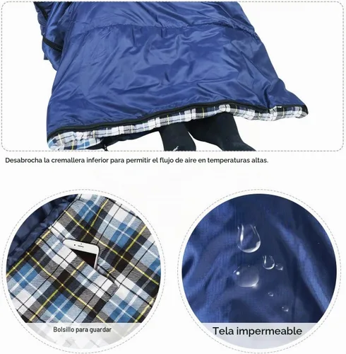 Vista 7 de REDCAMP Saco de dormir de franela para adultos, cómodos sacos de dormir de algodón para campamento, mochileros, senderismo, con capucha desmontable