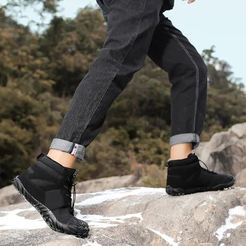 Vista 5 de Dinint Zapatos descalzos para hombres y mujeres, puntera ancha, para invierno, minimalista, para senderos, acolchados, cálidos, casuales
