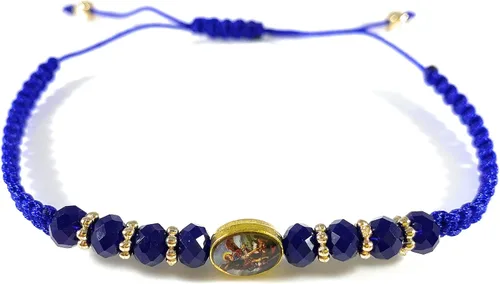 Vista 2 de San Miguel Arcángel Rojo con oro Pulsera ajustable Roja Ajustable De San Miguel Arcangel Con Tono Dorado (SM5)