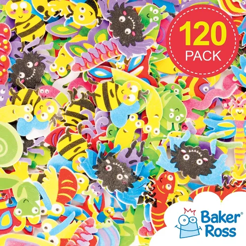 Vista 2 de Baker Ross Espuma de insectos y insectos (paquete de 120) autoadhesivas, para álbum de recortes, 0.984 in-1.969 in, surtido
