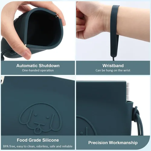 Vista 4 de WALLFID Bolsa de silicona para golosinas para perros, cierre automático, con clic para entrenamiento de mascotas, bolsa de senderismo para perros
