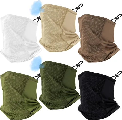 Vista 7 de Geyoga Adjustable Cooling Neck Gaiters for Men Turkey Hunting Breathable Summer UV Protection Face Mask with Mesh Holes Strap