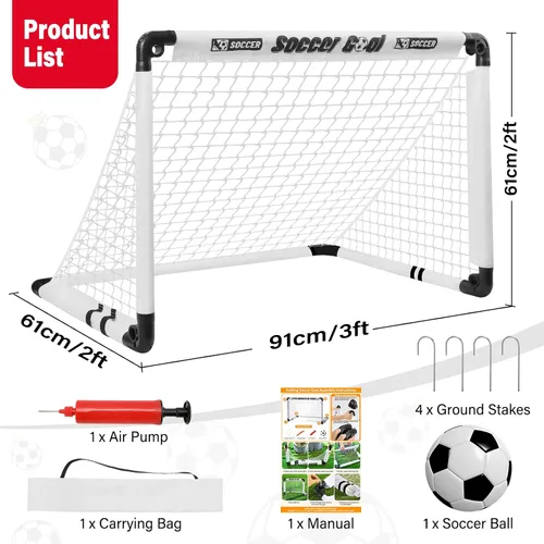 Vista 7 de KETIEE Porterías de fútbol para niños para patio trasero: juego de porterías de fútbol plegables de 35 x 23 pulgadas, portería de fútbol portátil