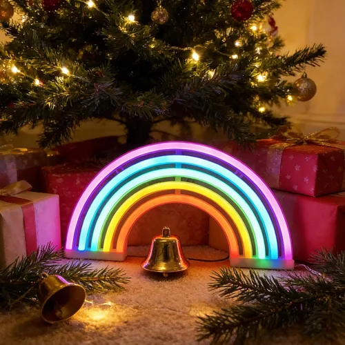 Vista 3 de Nordstylee Letreros de luz neón de arcoíris, luces LED de noche de arco iris para decoración de regalo de niños, pared, fiesta de cumpleaños