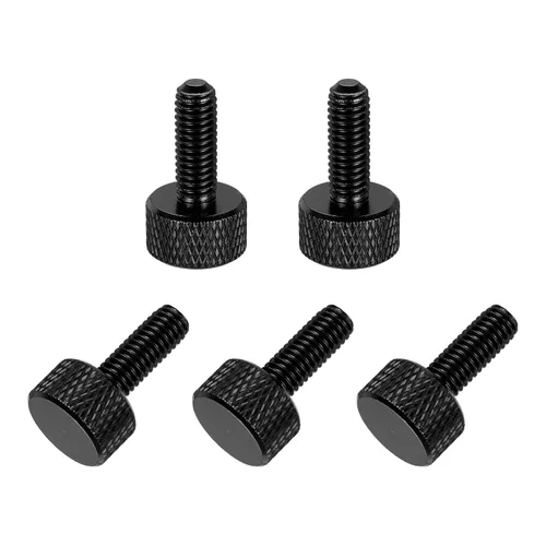 Vista 30 de MECCANIXITY 5 piezas M6x14mm Tornillos de pulgar estriado de cabeza plana, pernos de rosca completa de aleación de aluminio sólido para carcasas