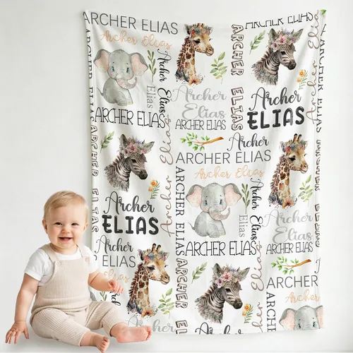 Vista 11 de Pindola Manta con nombre personalizado para bebés, adultos, niñas, niños, mujeres y hombres, diseño de manta con monograma personalizada, regalos