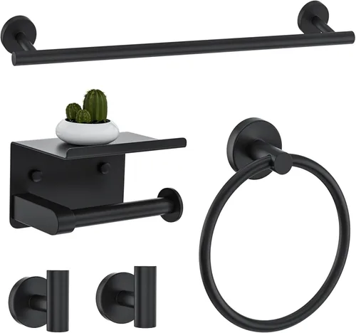 Vista 8 de Juego de 10 toallas de níquel cepillado, juego de accesorios de baño, juego de toalleros de 23.6 pulgadas, juego de toalleros de acero inoxidable