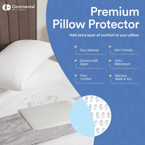 Vista 3 de Continental Bedding Protector de almohada de rizo a prueba de plumas, impermeable y de plumón: comodidad de felpa y protección superior, 26 x 26