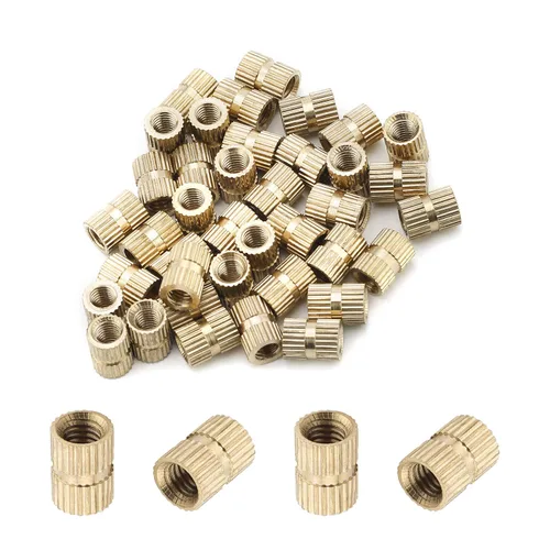 Vista 18 de MroMax Tuercas de inserción moleteadas M2, latón métrico M2x3x3.0.079 in Tuercas de inserción roscadas a través de roscas encajadas en agujeros
