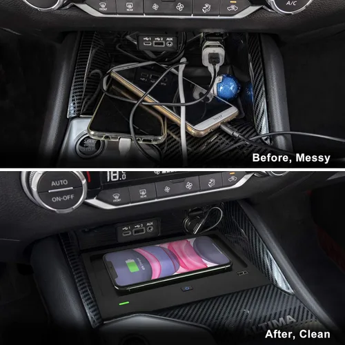 Vista 6 de CarQiWireless Cargador inalámbrico para Nissan Altima 2019-2024 SR/SV/SL, almohadilla de carga inalámbrica para teléfono, organizador de consola