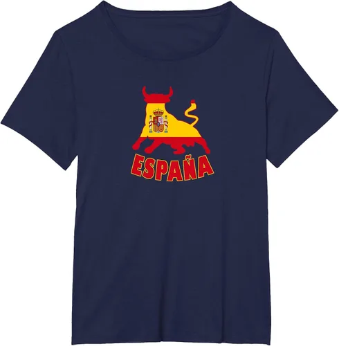 Vista 29 de Spain Espana with Bull and National Flag/Present T-Shirt Asphalt Grey