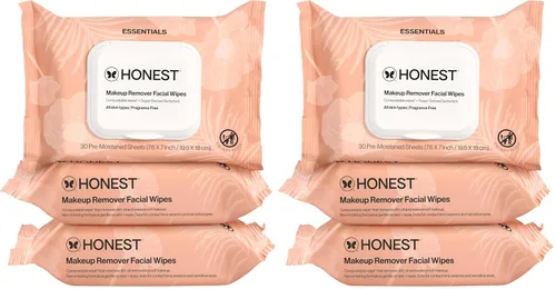 Vista 9 de Honest Beauty Toallitas faciales limpiadoras sin fragancias A base de plantas, hipoalergénicas, suaves para pieles sensibles, 30