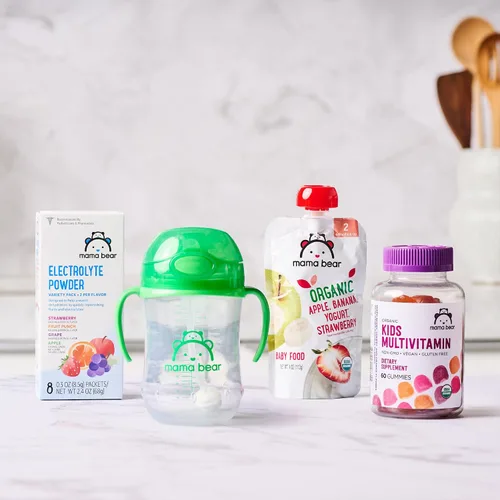 Vista 2 de Marca Amazon Mama Bear - Vaso sorbo de silicona a prueba de derrames, apto para lavavajillas, con asas extraíbles, sin BPA, 9 onzas, azul/verde