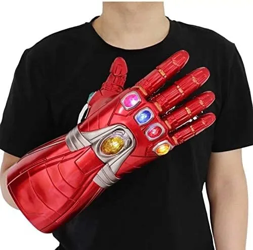 Vista 8 de LED Light Up Infinity Gauntlet Iron Man Gloves with Not Removable Magnet Infinity Stones Batteries - Red Adults and K.ids